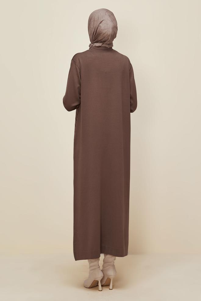 Hijab clothing BROWN KNITWEAR DRESS 45888 - ALVİNA