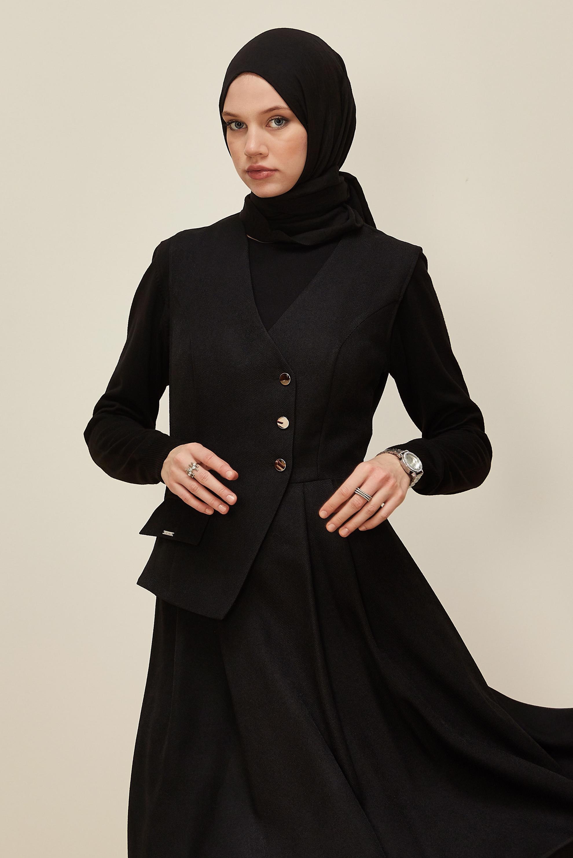 Hijab clothing BLACK PINAFORE DRESS 45940