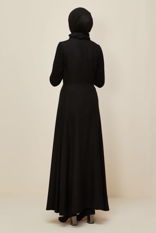 Vêtements hijab NOIR ROBE TABLIER 45940 - ALVİNA