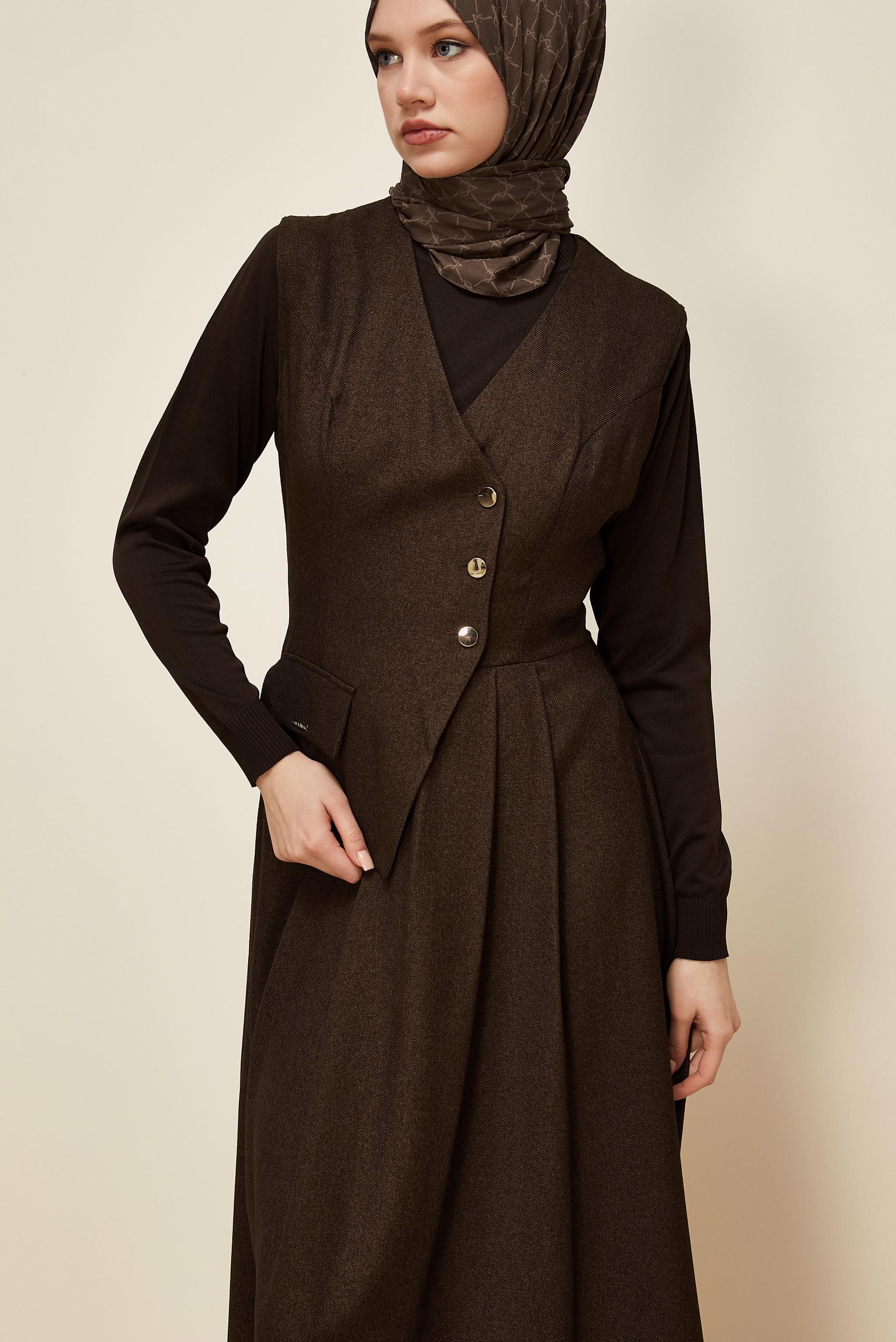 Hijab clothing BROWN PINAFORE DRESS 45940