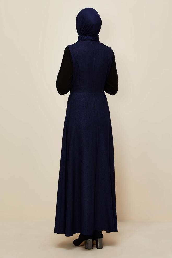 Tesettür giyim LACİVERT JİLE ELBİSE 45940 - ALVİNA
