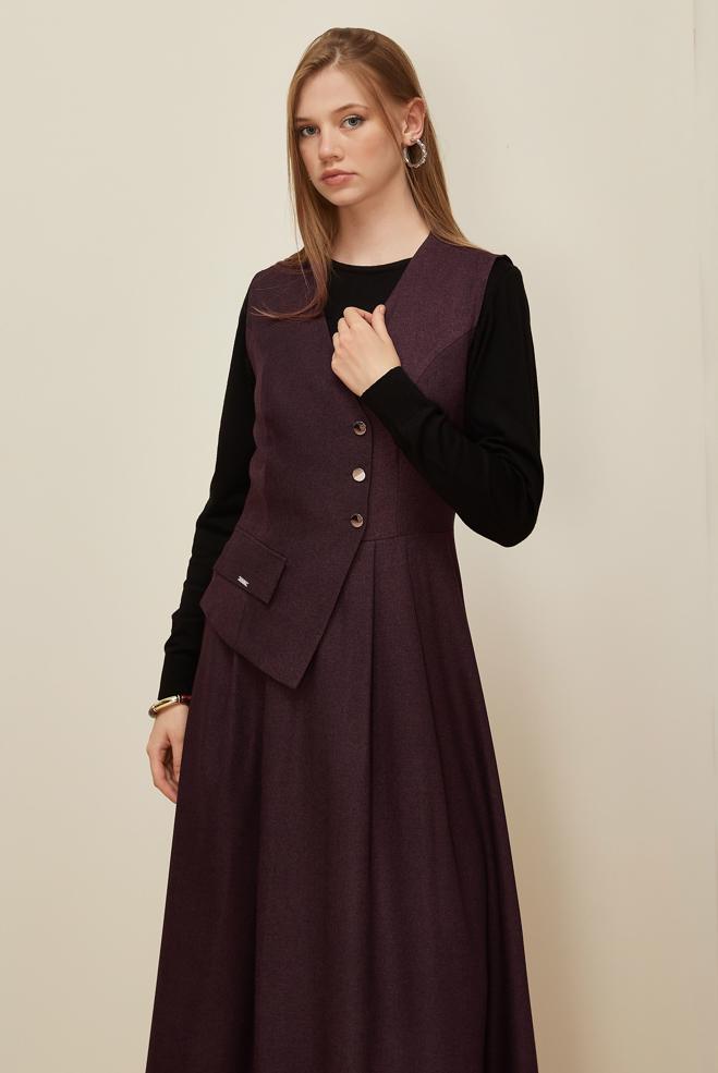 Vêtements hijab PRUNE ROBE TABLIER 45940 - ALVİNA