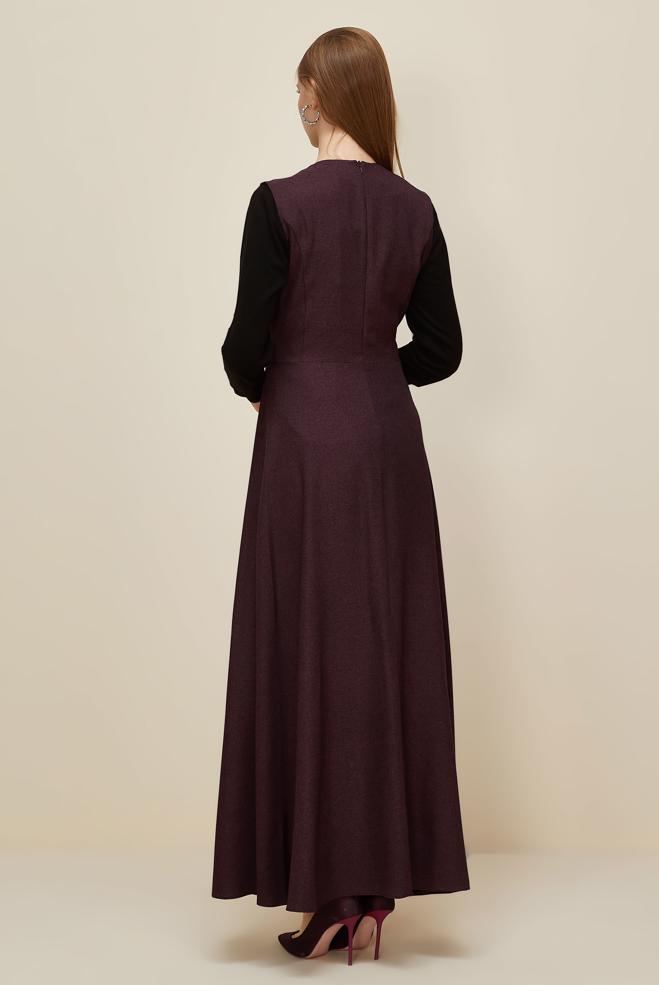 Vêtements hijab PRUNE ROBE TABLIER 45940 - ALVİNA