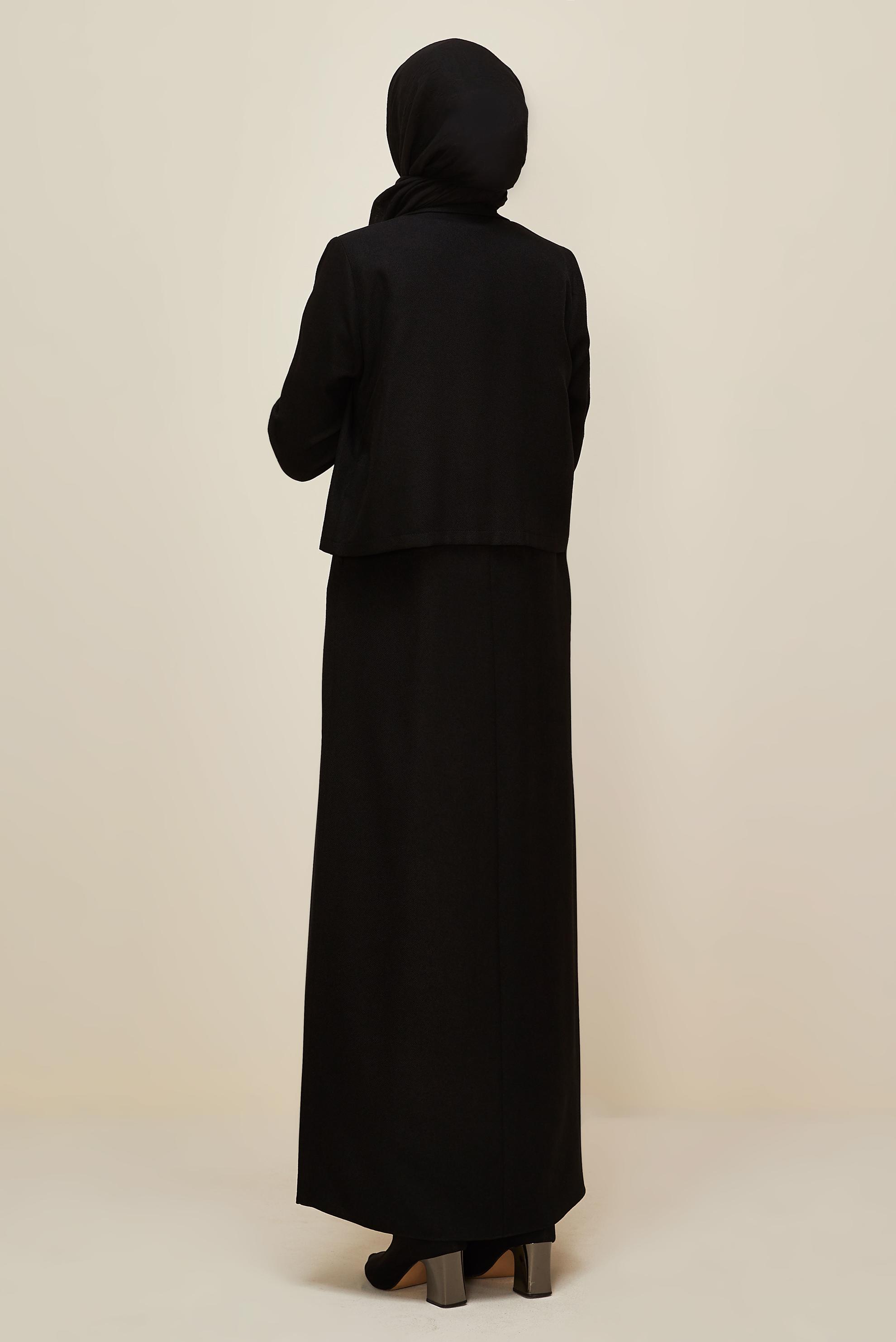 Vêtements hijab NOIR ENSEMBLE VESTE ET ROBE 45948