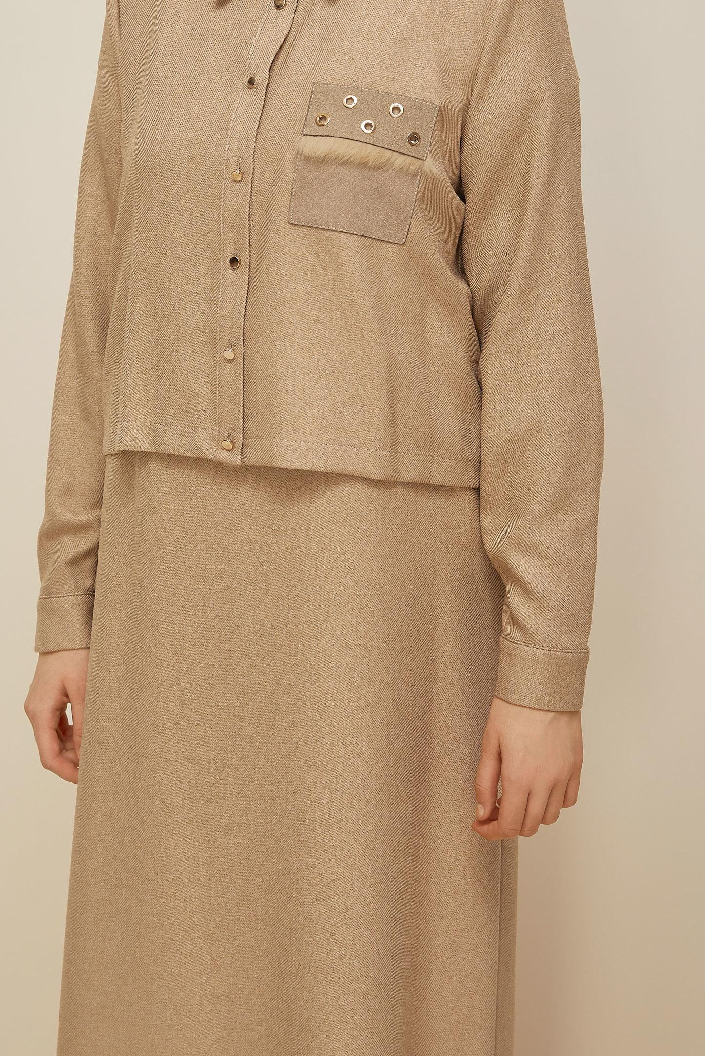 Vêtements hijab BEIGE ENSEMBLE VESTE ET ROBE 45948