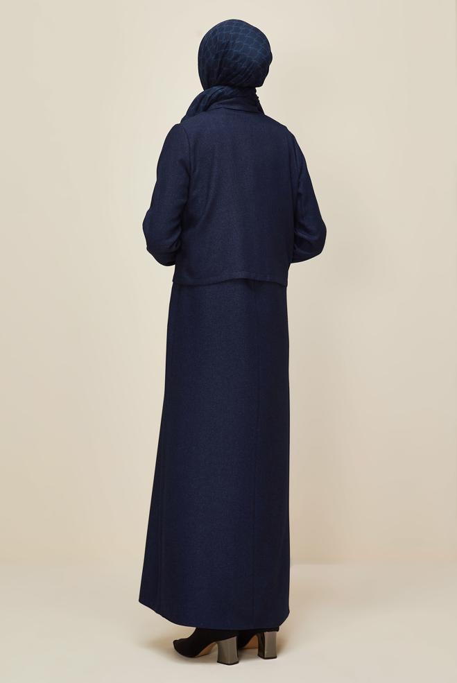 Vêtements hijab BLEU MARINE ENSEMBLE VESTE ET ROBE 45948 - ALVİNA