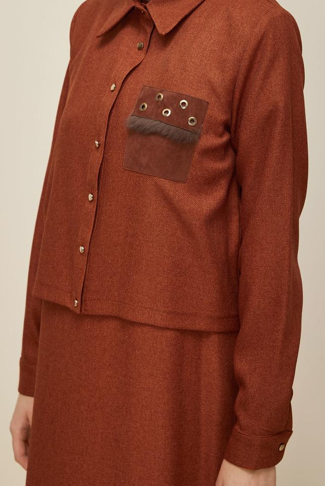 Vêtements hijab ROUGE BORDEAUX ENSEMBLE VESTE ET ROBE 45948 - ALVİNA