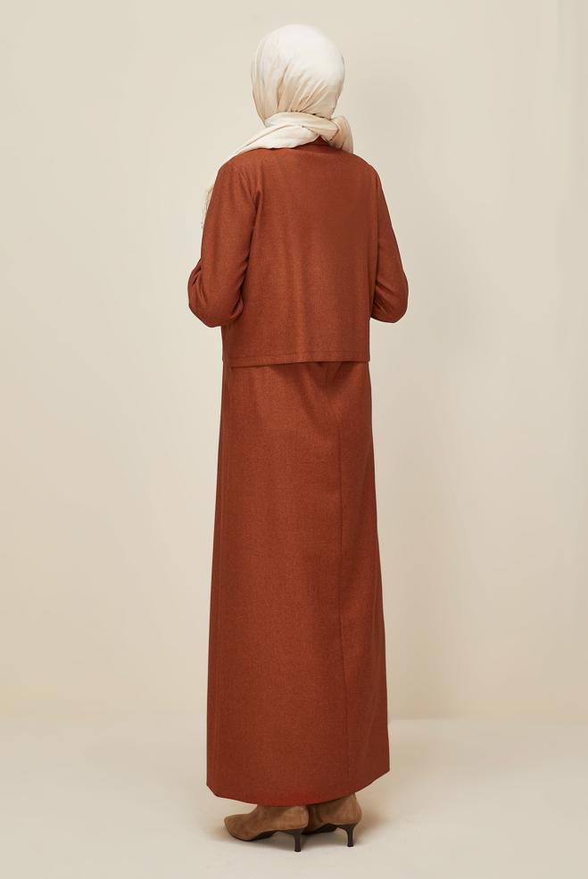 Vêtements hijab ROUGE BORDEAUX ENSEMBLE VESTE ET ROBE 45948 - ALVİNA
