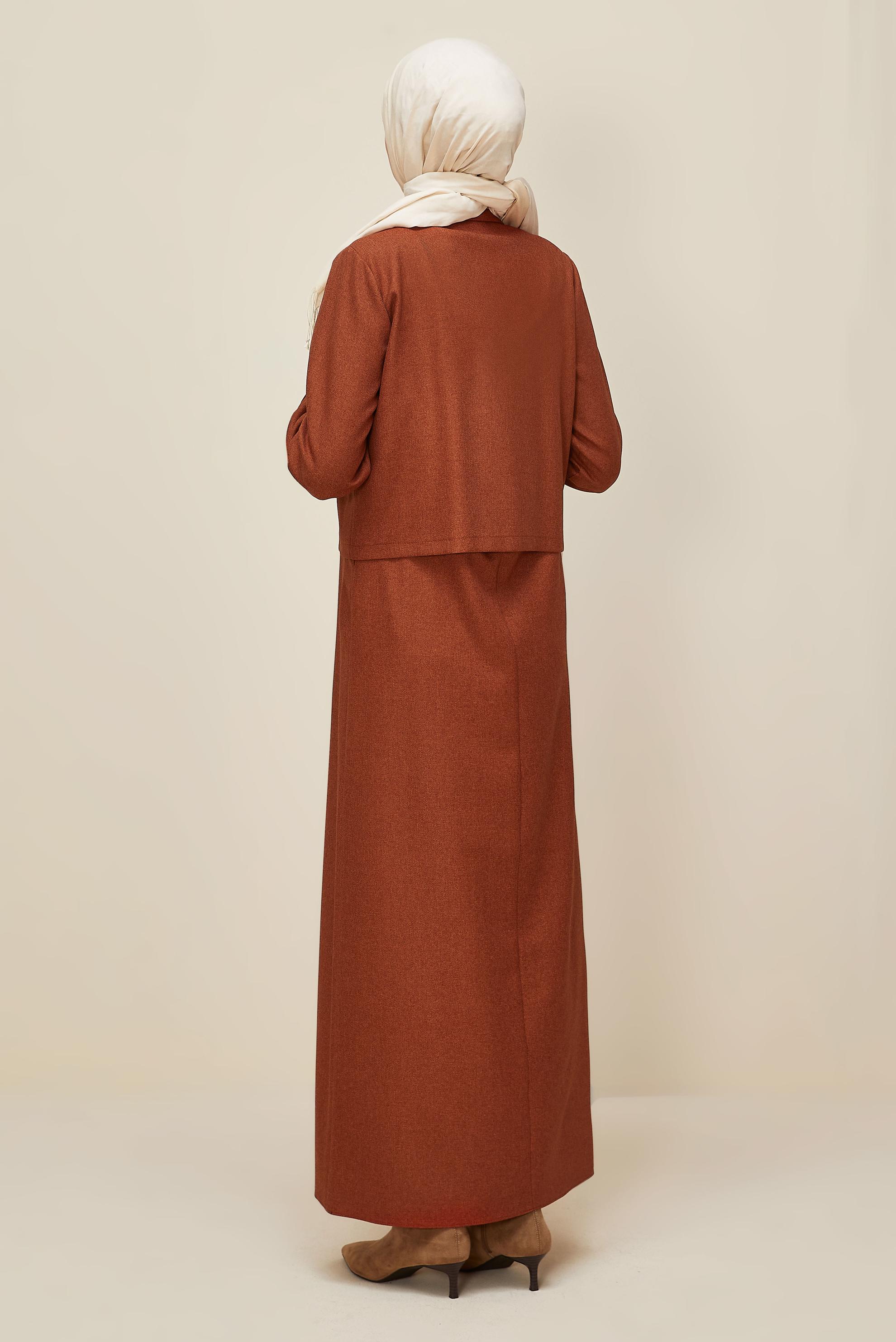 Vêtements hijab ROUGE BORDEAUX ENSEMBLE VESTE ET ROBE 45948