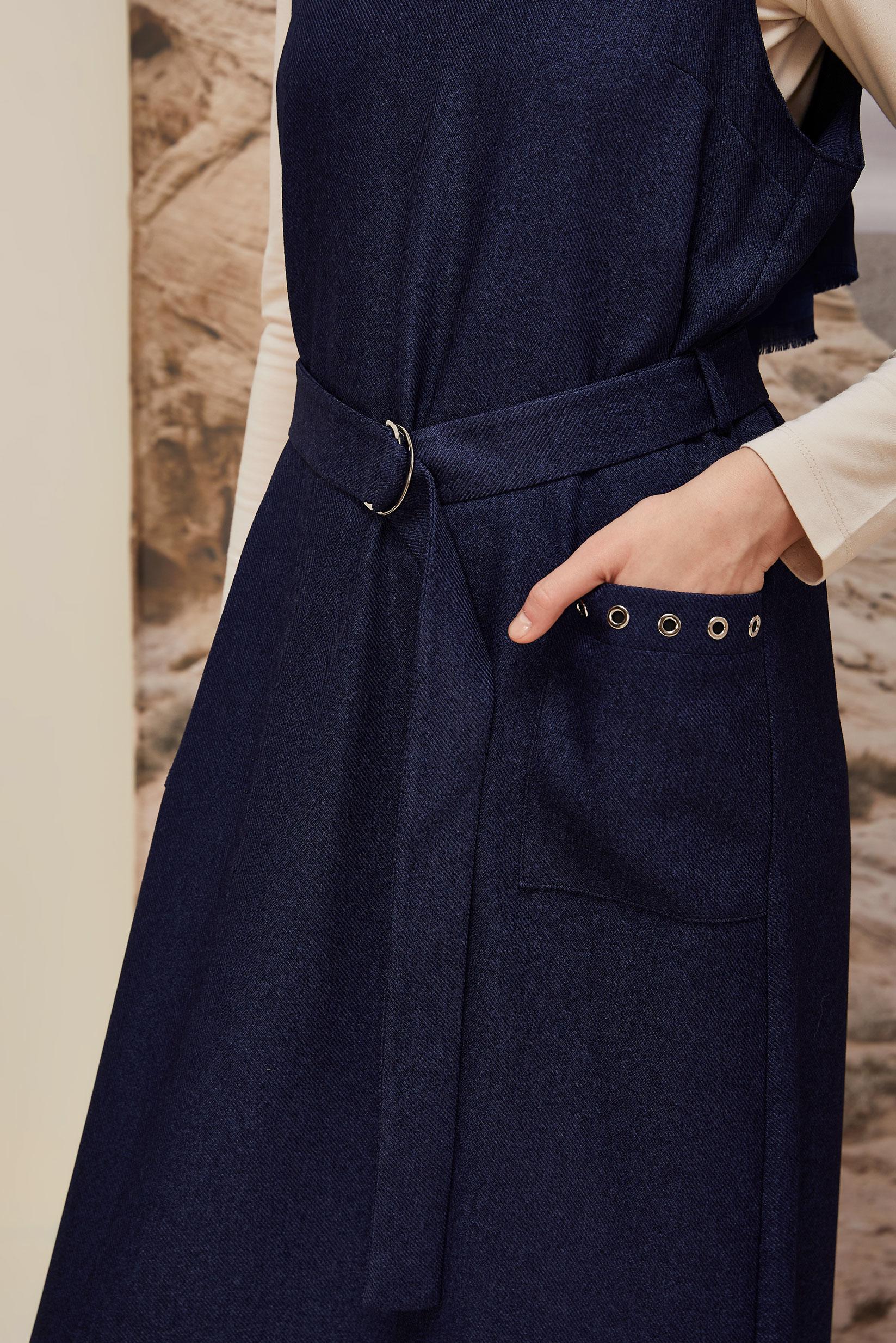 Tesettür giyim LACİVERT KEMERLİ JİLE ELBİSE 45950