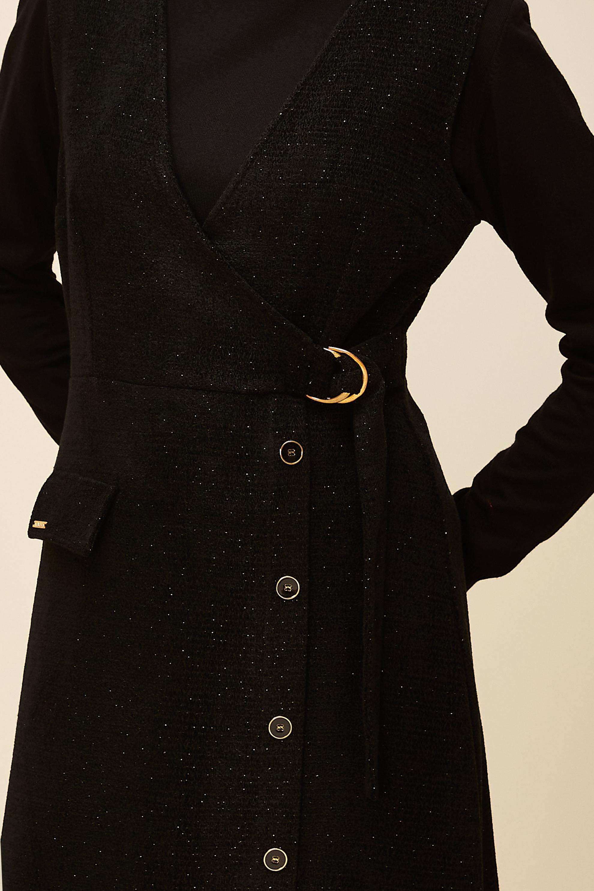 Hijab clothing BLACK V-NECK PINAFORE DRESS 45969