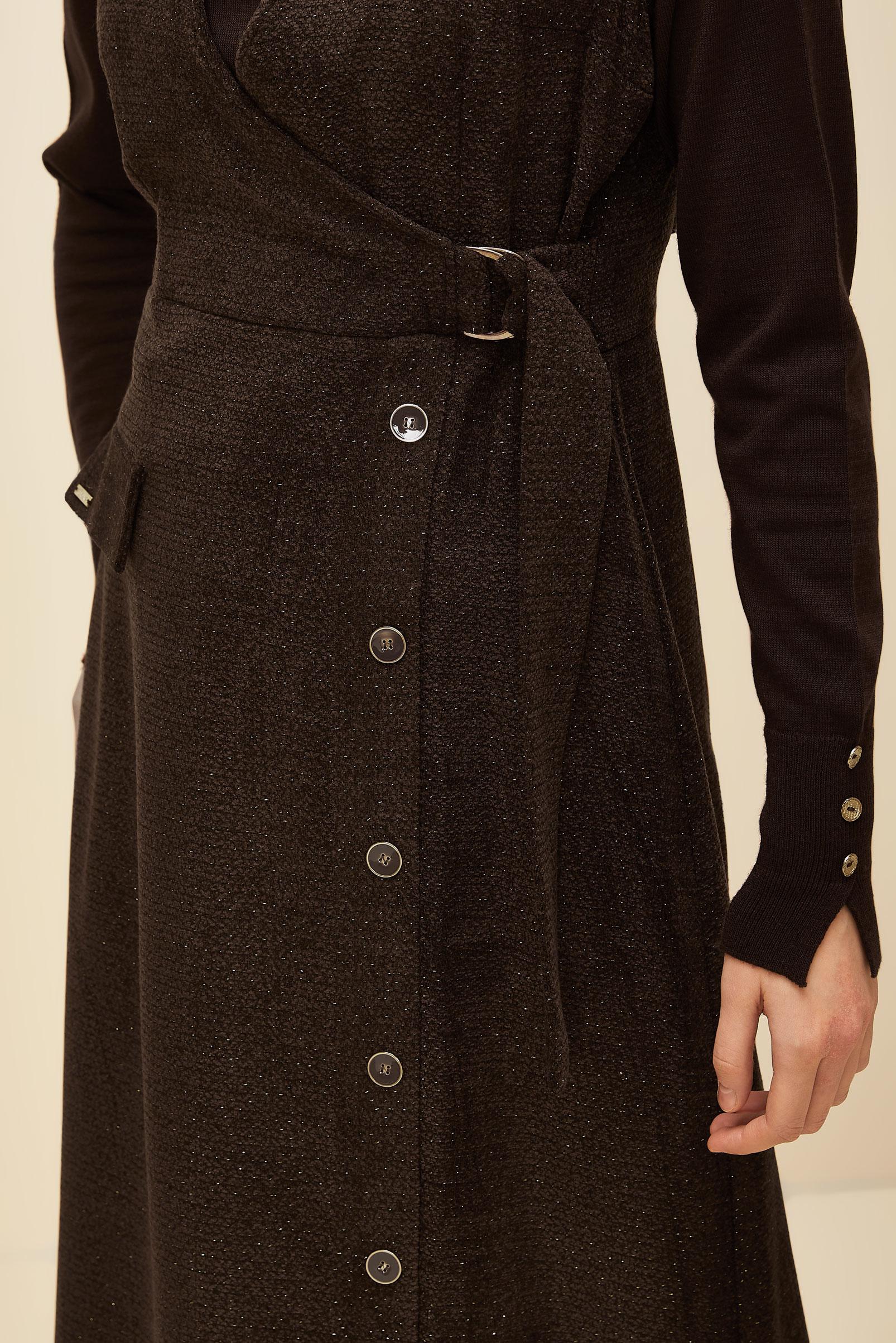 Hijab clothing BROWN V-NECK PINAFORE DRESS 45969