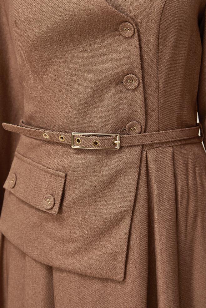 Vêtements hijab TABA ROBE CEINTURÉE EFFET VESTE 45988 - ALVİNA
