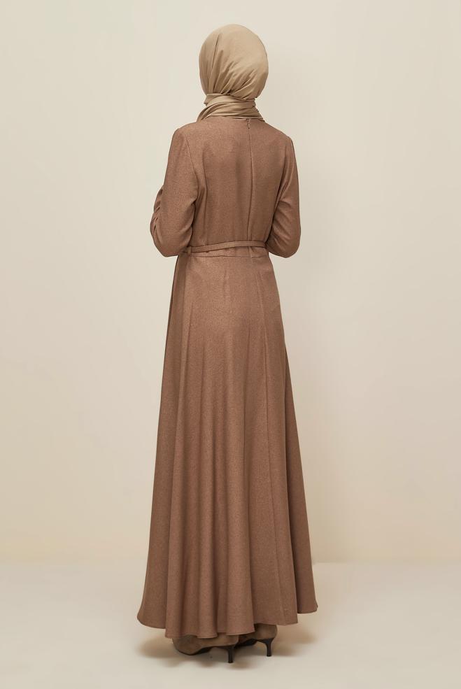 Vêtements hijab TABA ROBE CEINTURÉE EFFET VESTE 45988 - ALVİNA