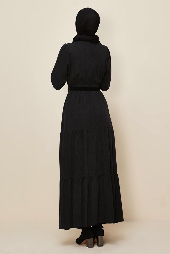 Tesettür giyim SİYAH 46014 ARENDAL 70038 ELBİSE 38-44 TEK 40 - ALVİNA