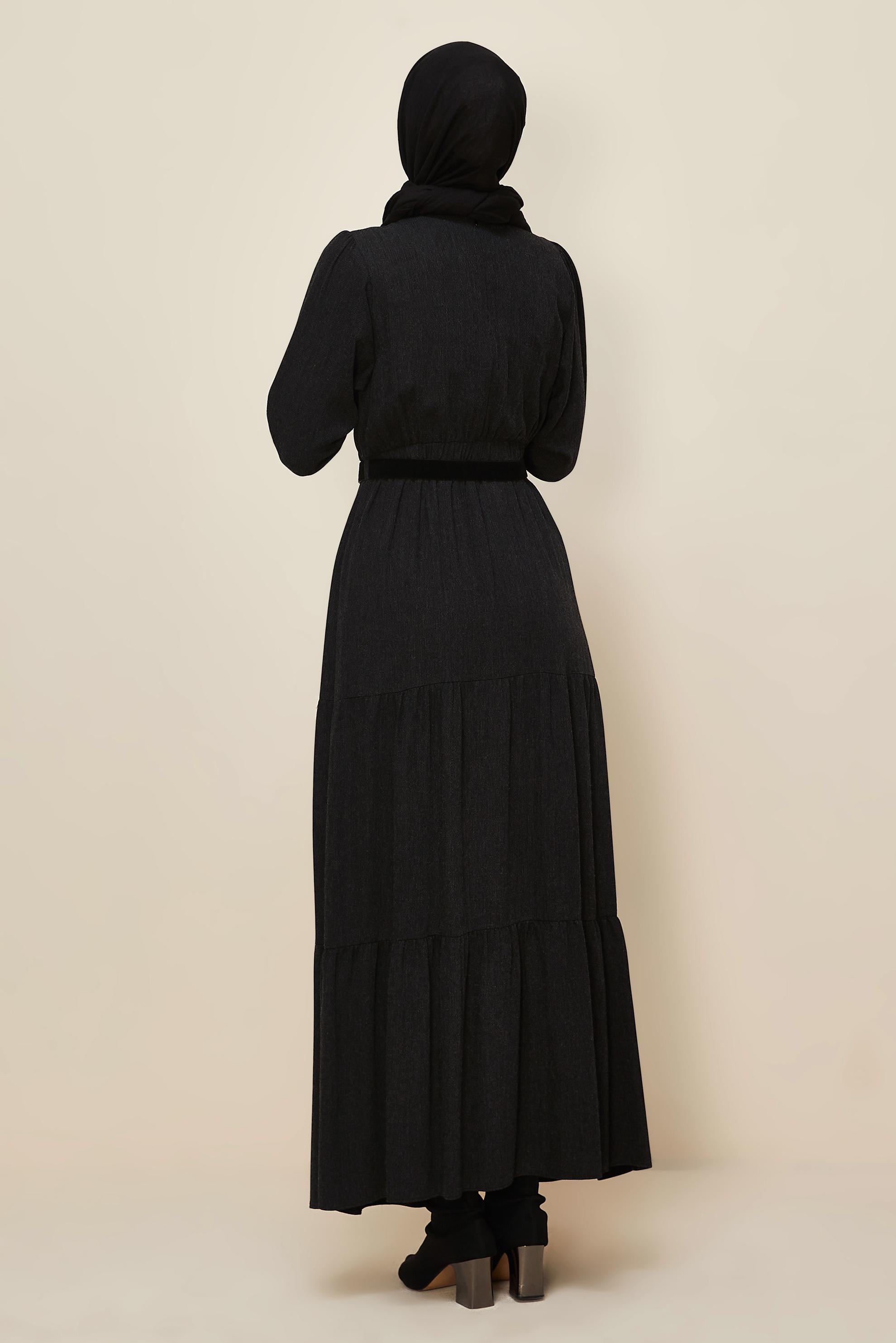 Tesettür giyim SİYAH 46014 ARENDAL 70038 ELBİSE 38-44 TEK 40