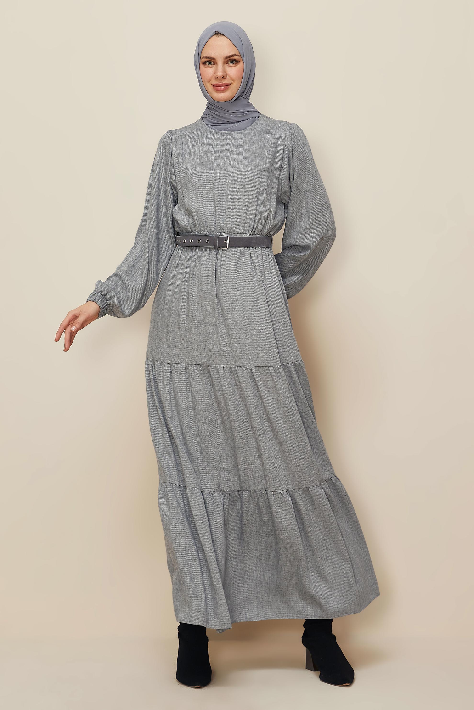 Tesettür giyim GRİ 46014 ARENDAL 70038 ELBİSE 38-44 TEK 40
