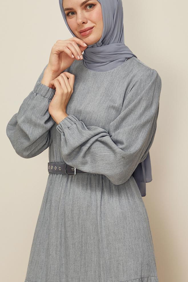 Tesettür giyim GRİ 46014 ARENDAL 70038 ELBİSE 38-44 TEK 40 - ALVİNA