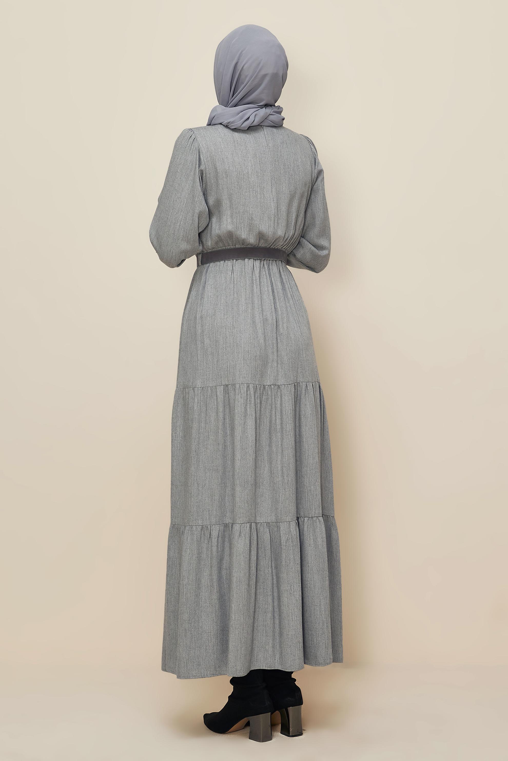 Tesettür giyim GRİ 46014 ARENDAL 70038 ELBİSE 38-44 TEK 40