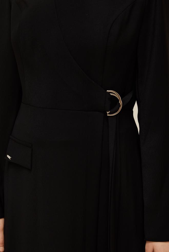 Vêtements hijab NOIR ROBE À COL ROND 46016 - ALVİNA