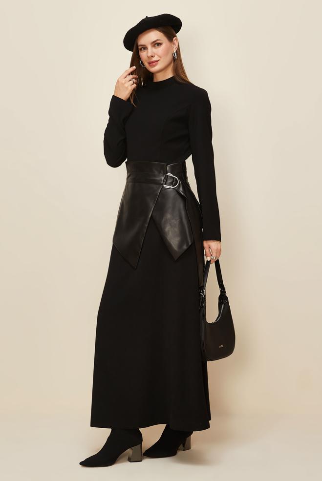 Tesettür giyim SİYAH 46031 12764 ELBİSE 38-42 - ALVİNA