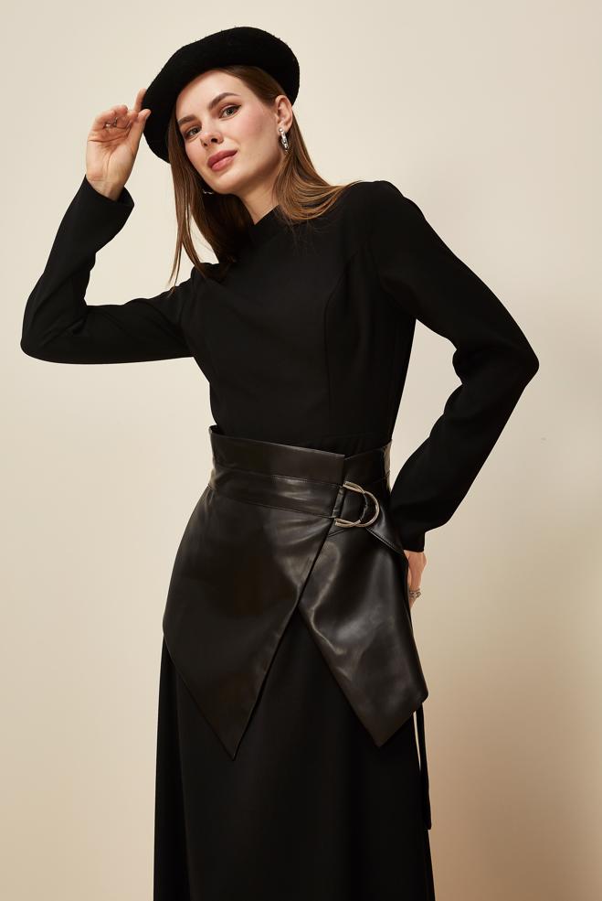 Tesettür giyim SİYAH 46031 12764 ELBİSE 38-42 - ALVİNA