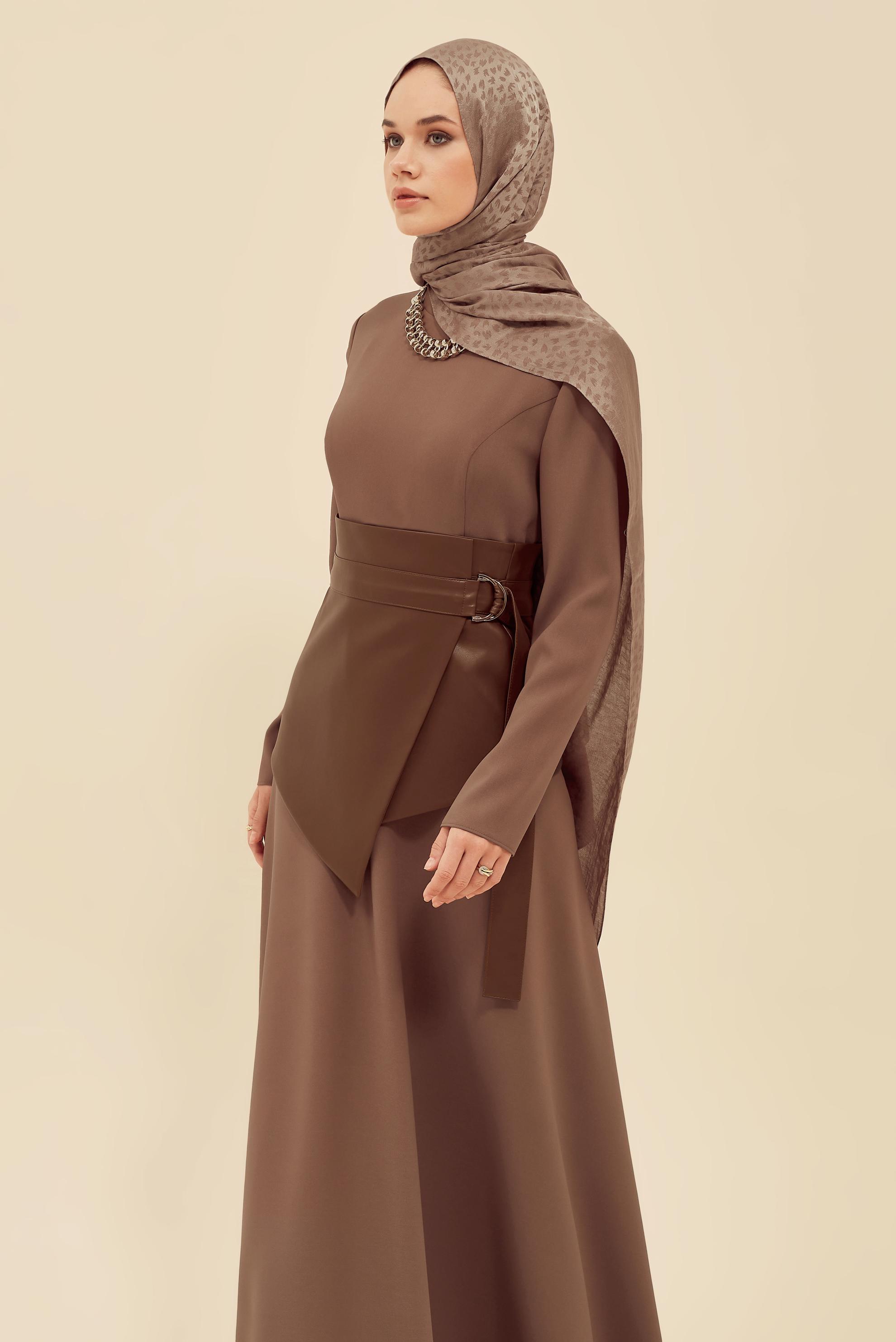 Tesettür giyim KAHVE 46031 12764 ELBİSE 38-42