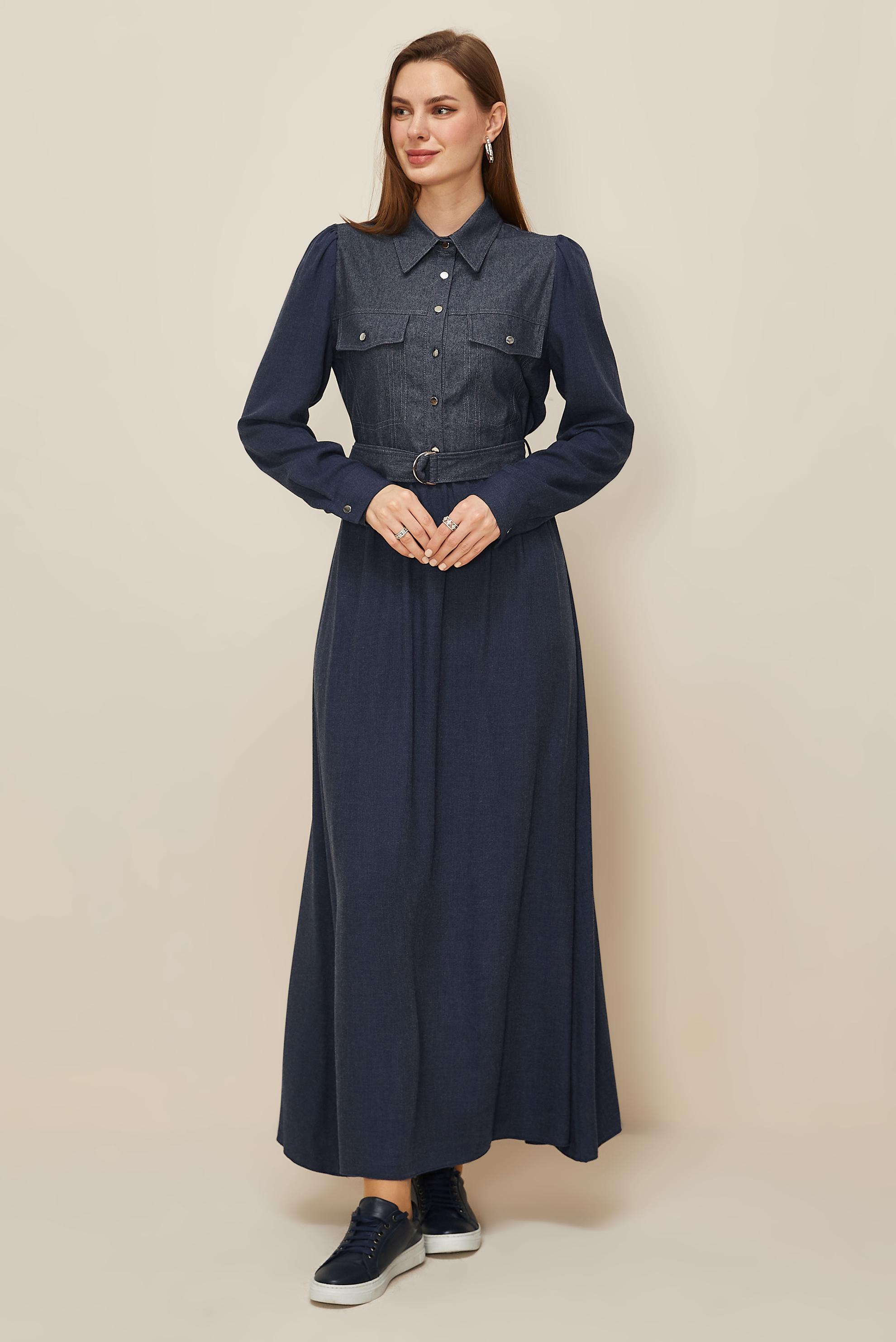 Tesettür giyim LACİVERT 46052 ARENDAL 70037 ELBİSE 38-44 TEK42