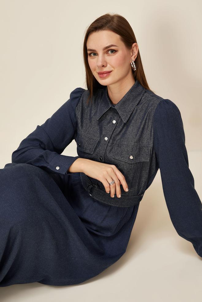 Tesettür giyim LACİVERT 46052 ARENDAL 70037 ELBİSE 38-44 TEK42 - ALVİNA