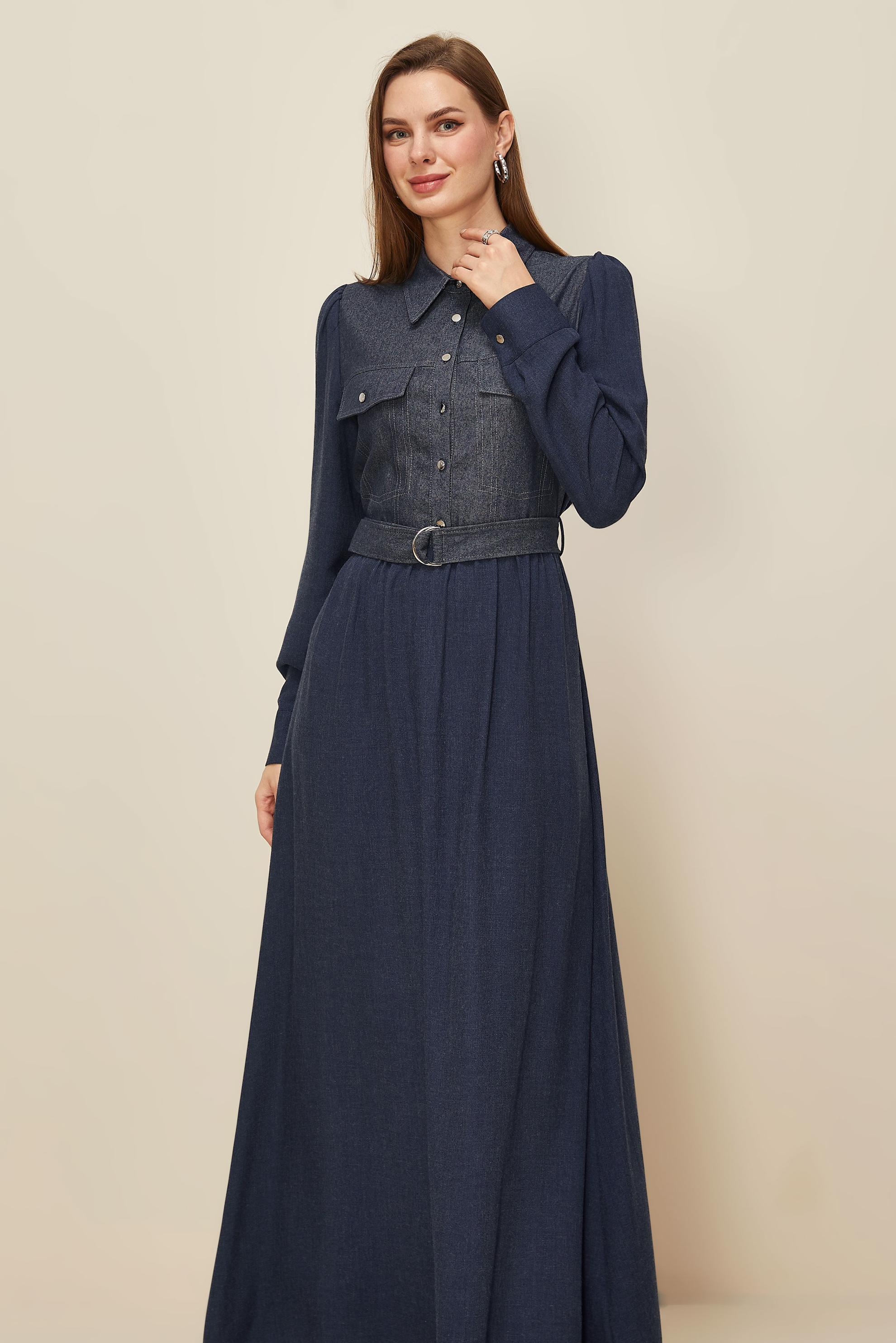 Tesettür giyim LACİVERT 46052 ARENDAL 70037 ELBİSE 38-44 TEK42