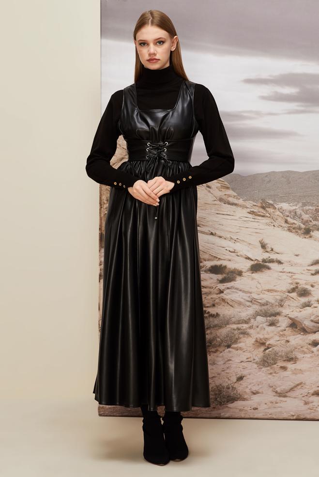 Hijab clothing BLACK 46092 ZARA DERİ JİLE 38-42 - ALVİNA