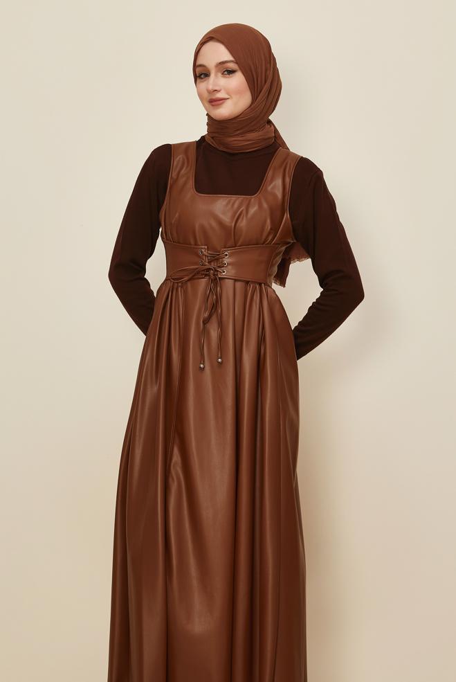 Tesettür giyim TABA 46092 ZARA DERİ JİLE 38-42 TEK 40 - ALVİNA