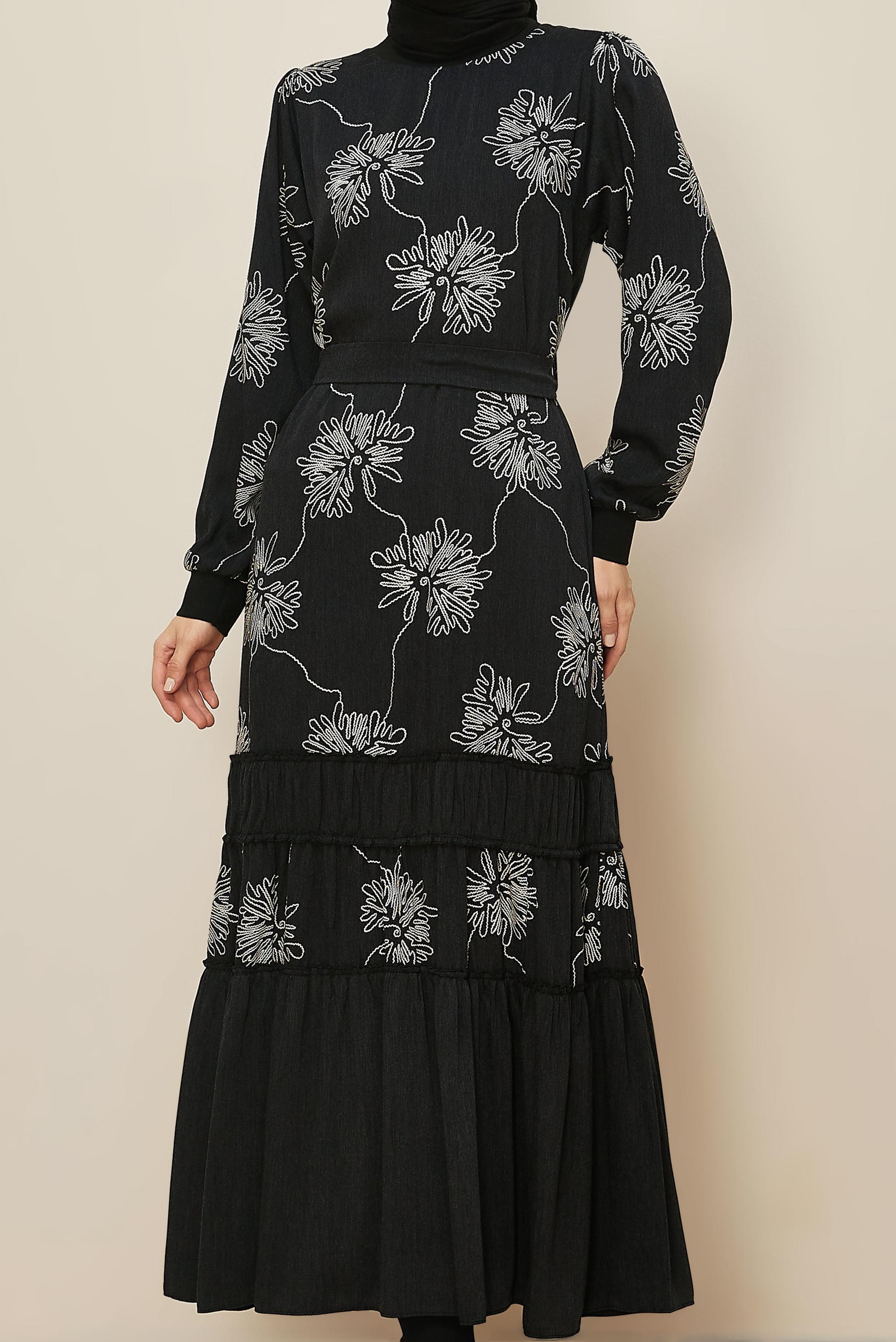 Hijab clothing BLACK 46100 1876 DES.ELBİSE 38-46