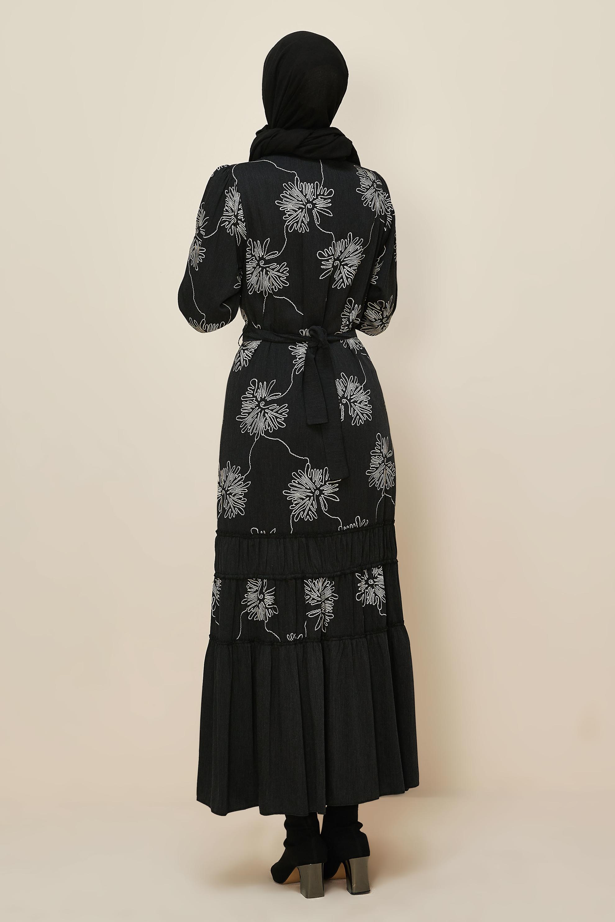 Hijab clothing BLACK 46100 1876 DES.ELBİSE 38-46