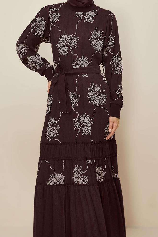 Hijab clothing CLARET RED 46100 1876 DES.ELBİSE 38-46 - ALVİNA