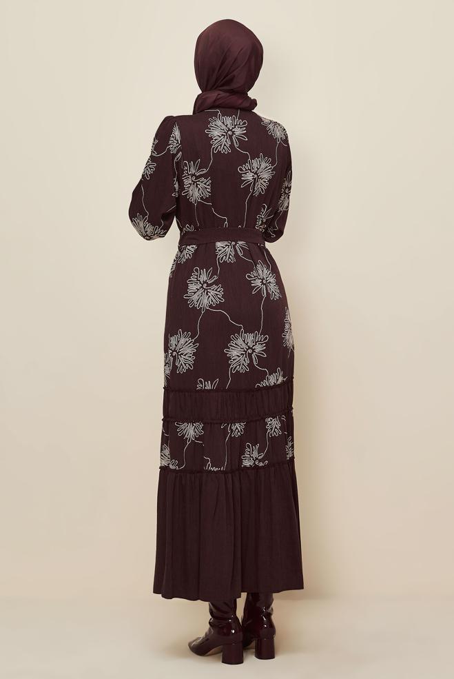 Hijab clothing CLARET RED 46100 1876 DES.ELBİSE 38-46 - ALVİNA