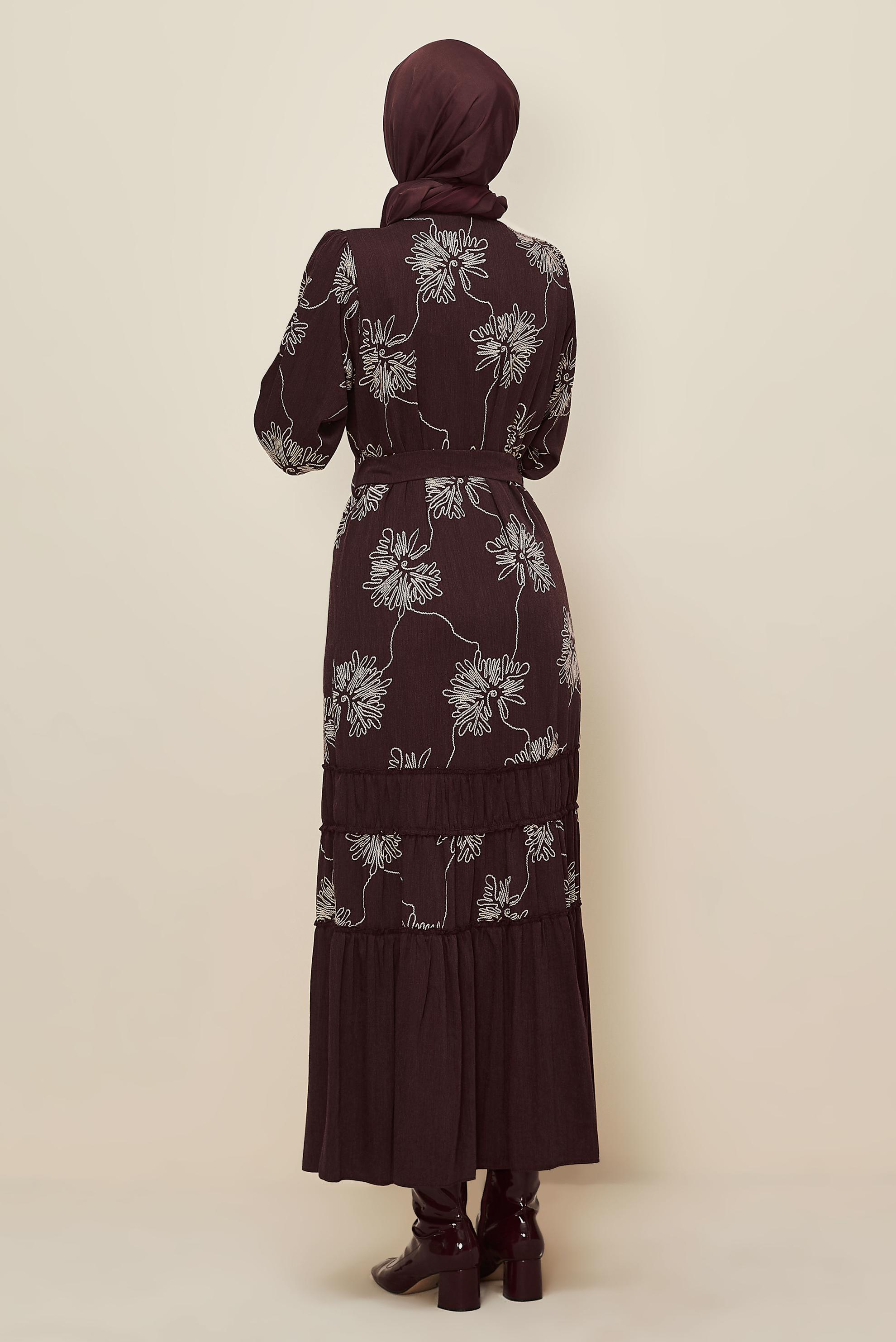 Hijab clothing CLARET RED 46100 1876 DES.ELBİSE 38-46