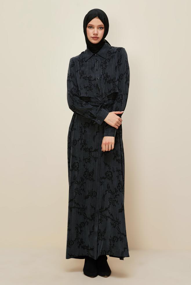 Hijab clothing BLACK TIED WAIST DRESS 46121 - ALVİNA
