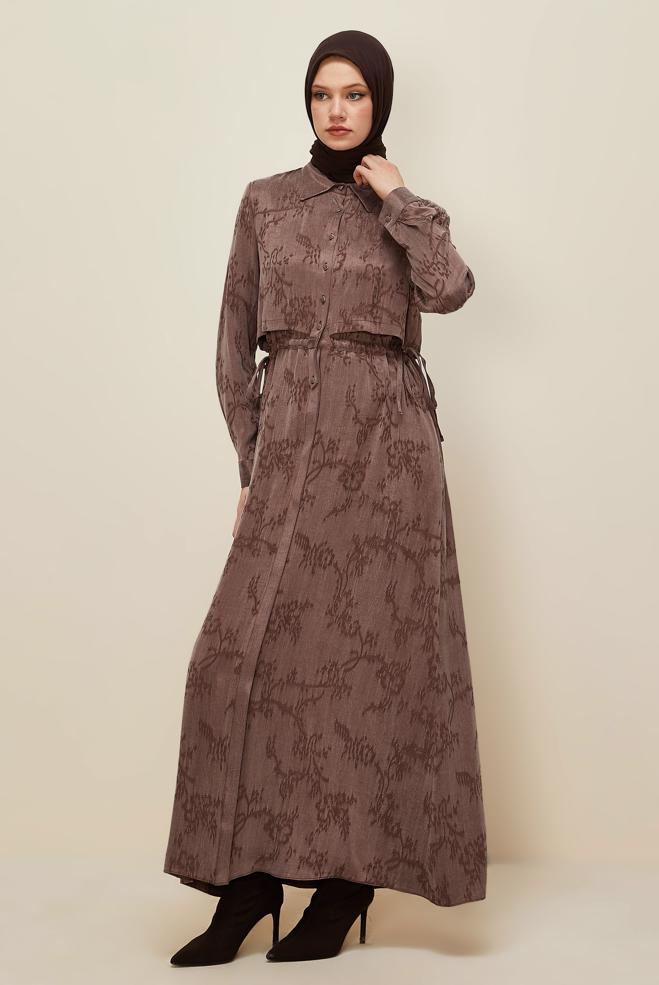 Hijab clothing PINK TIED WAIST DRESS 46121 - ALVİNA