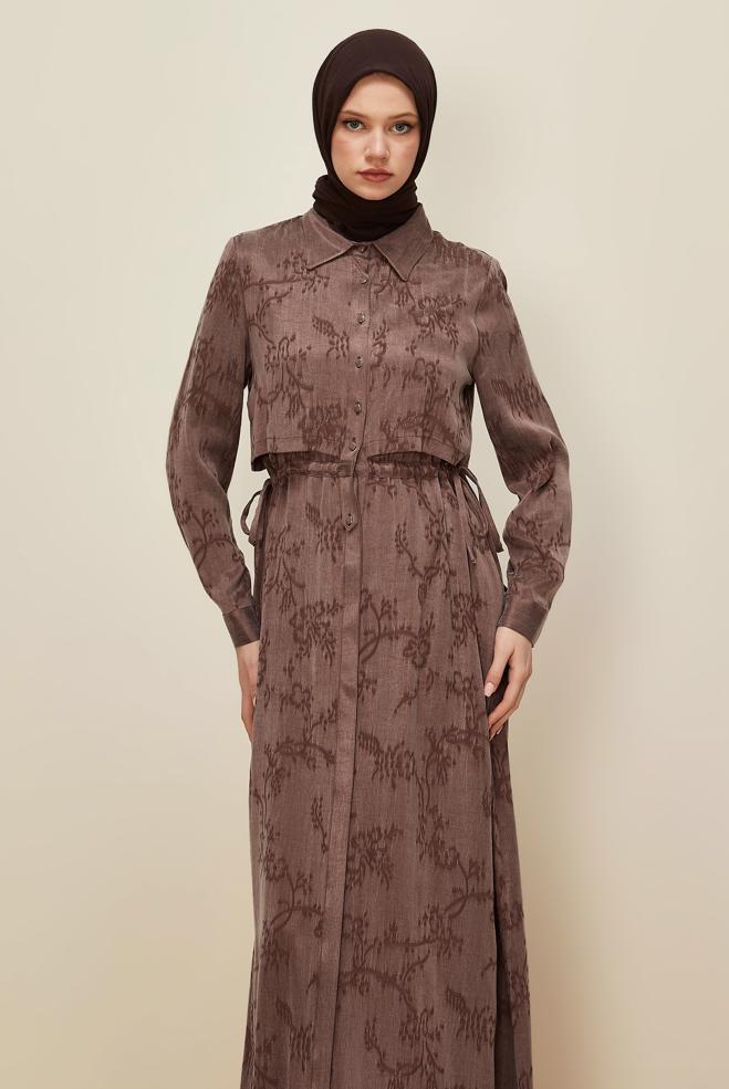 Hijab clothing PINK TIED WAIST DRESS 46121 - ALVİNA