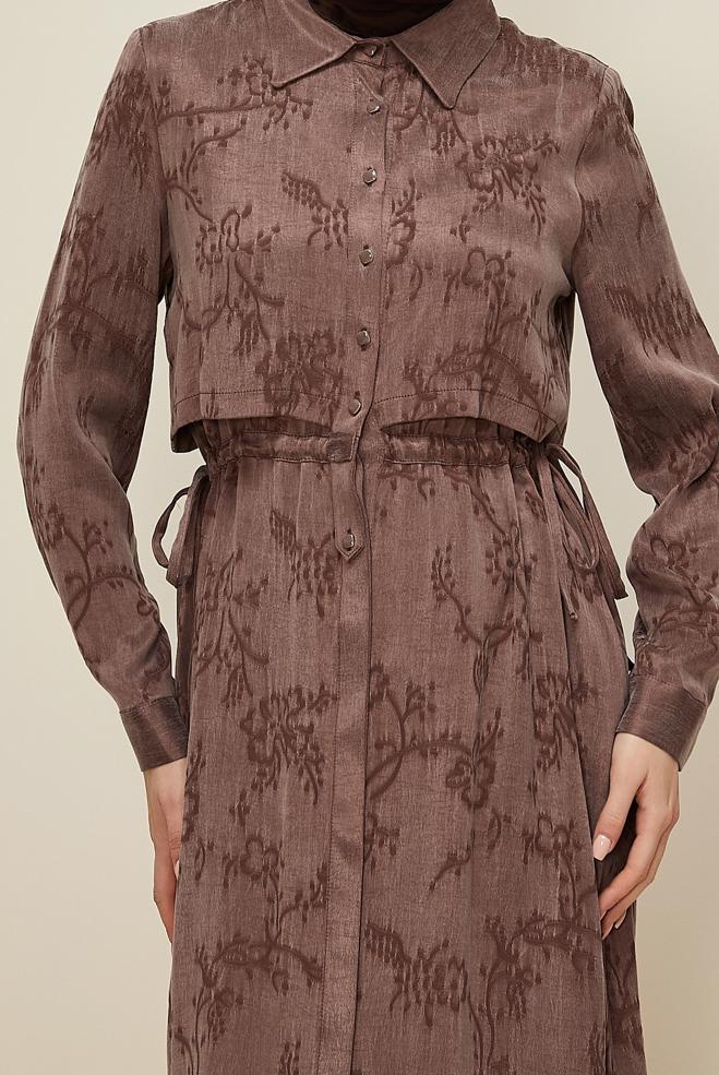 Hijab clothing PINK TIED WAIST DRESS 46121 - ALVİNA