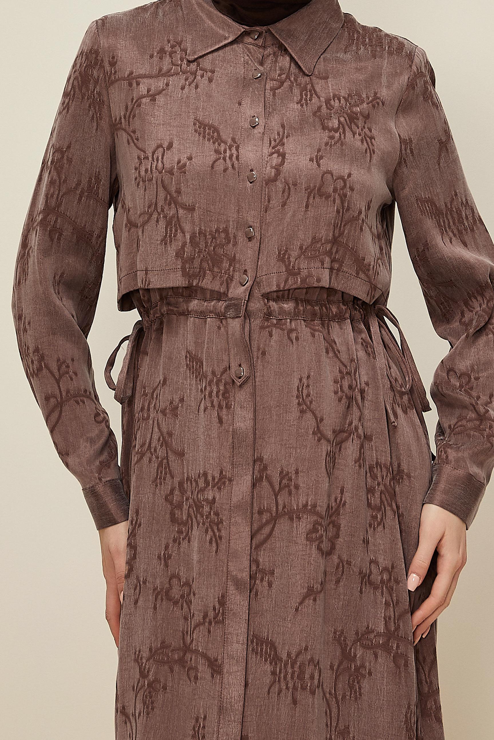 Tesettür giyim PEMBE BELDEN BAĞCIKLI ELBİSE 46121