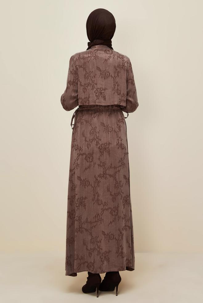 Hijab clothing PINK TIED WAIST DRESS 46121 - ALVİNA