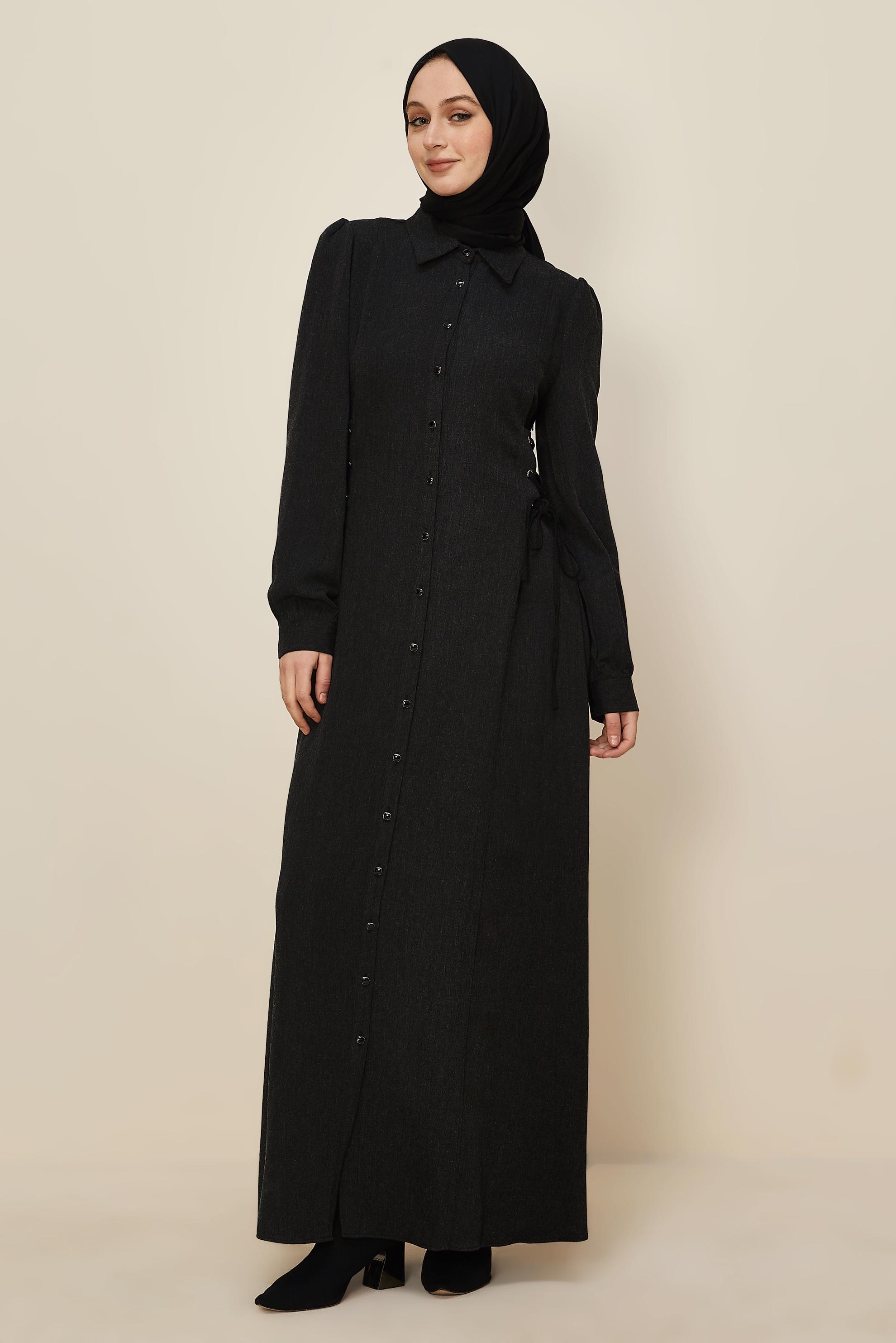Tesettür giyim SİYAH 46122-1 JAKAR 740 ELBİSE 38-44 TEK 46