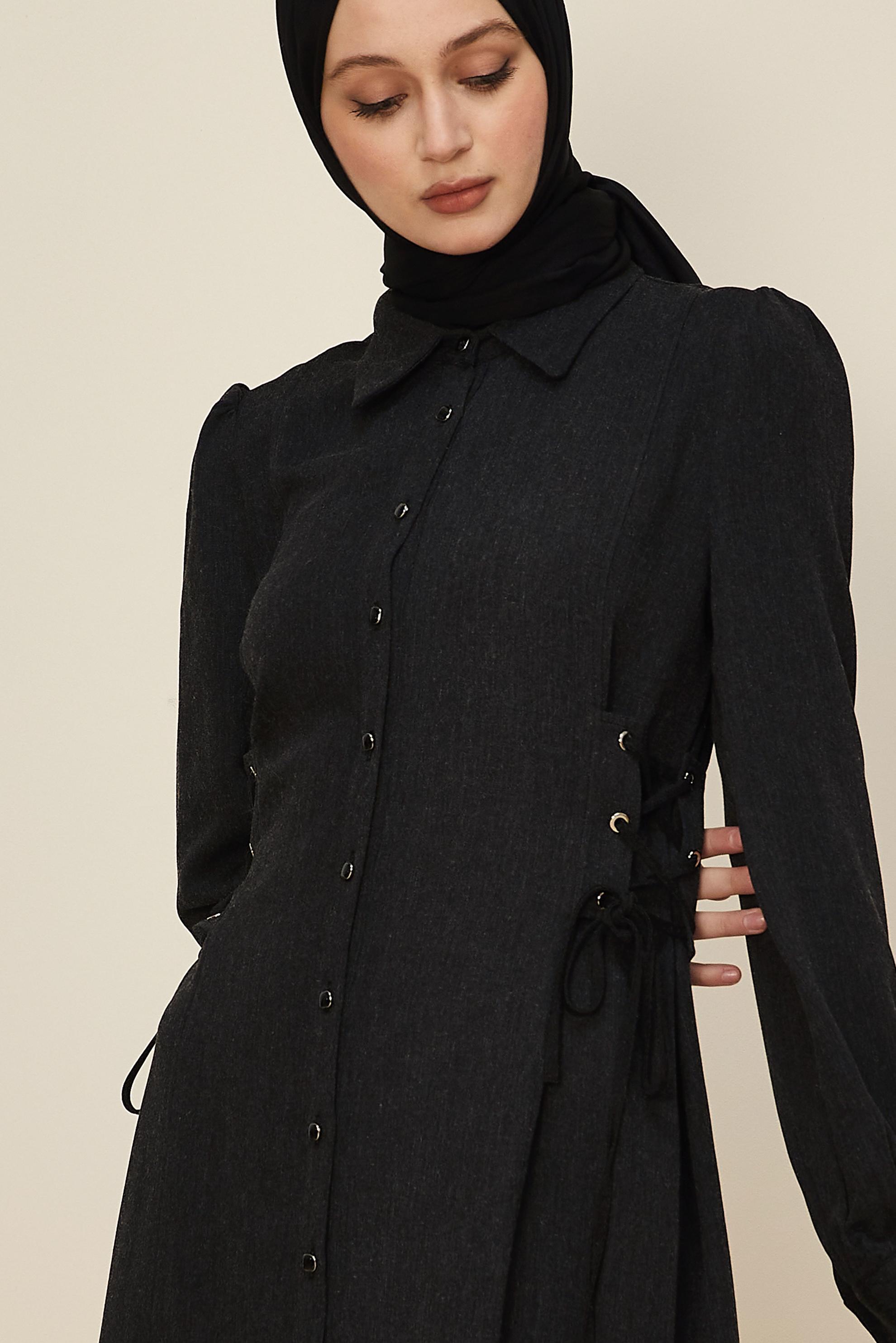 Tesettür giyim SİYAH 46122-1 JAKAR 740 ELBİSE 38-44 TEK 46