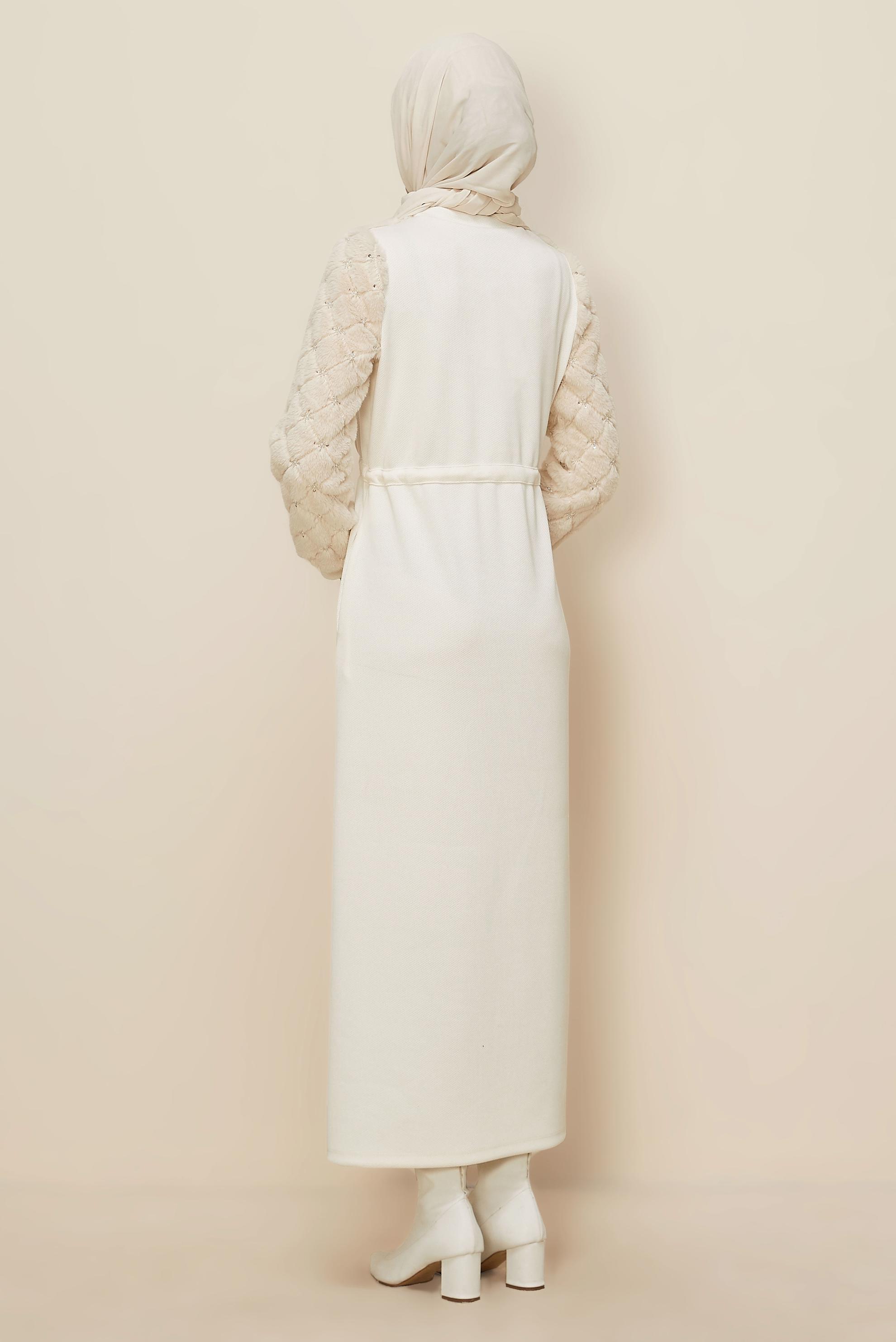 Hijab clothing WHITE SMOCKED WAIST DRESS 46163