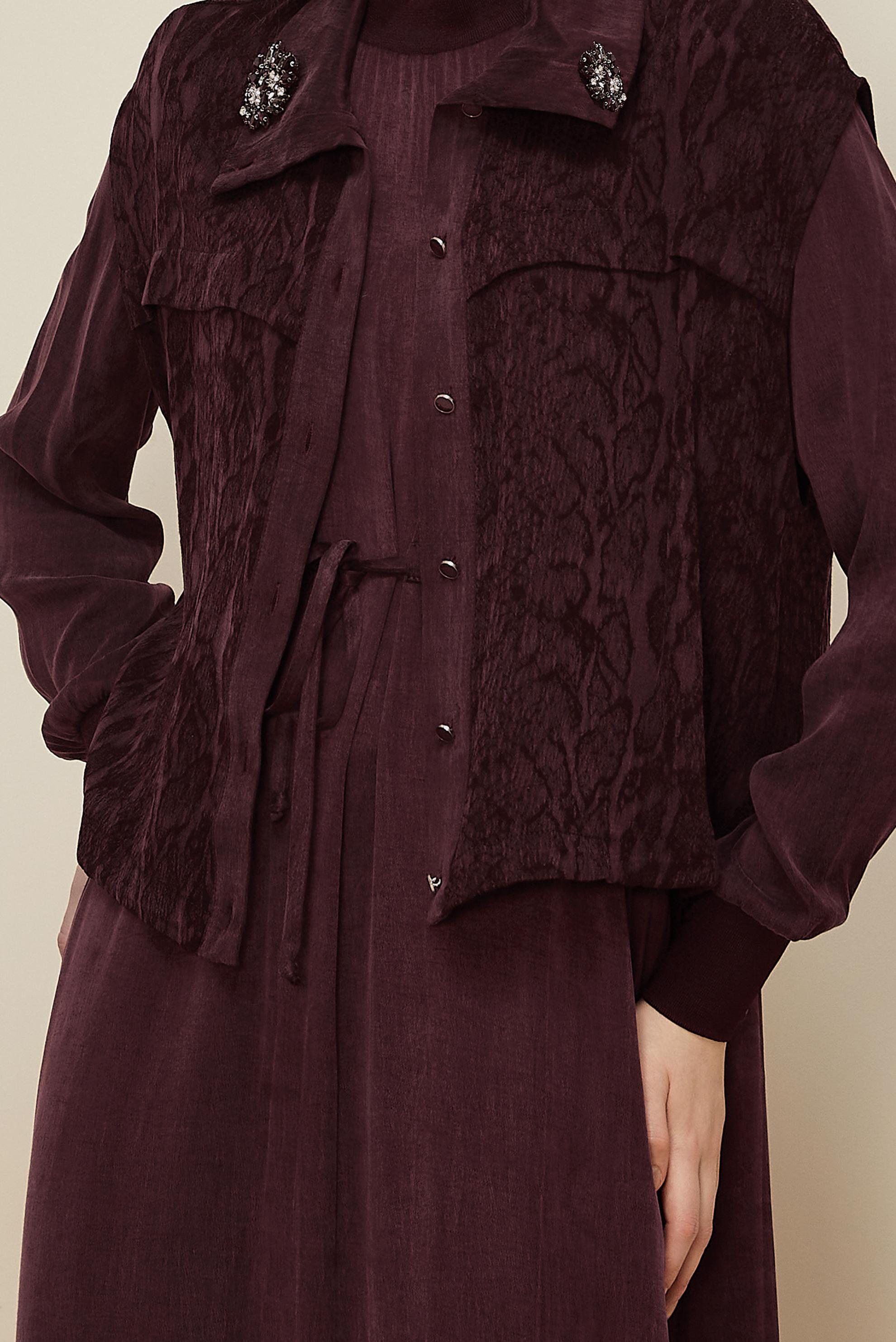 Tesettür giyim BORDO YELEKLİ ELBİSE TAKIMI 46164