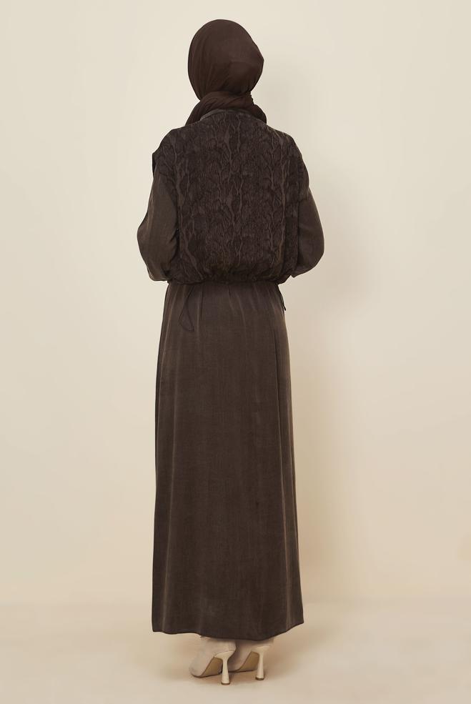 Hijab clothing BROWN 46164 CUPRO 2286 2&prime;Lİ ELBİSE 38-44 - ALVİNA