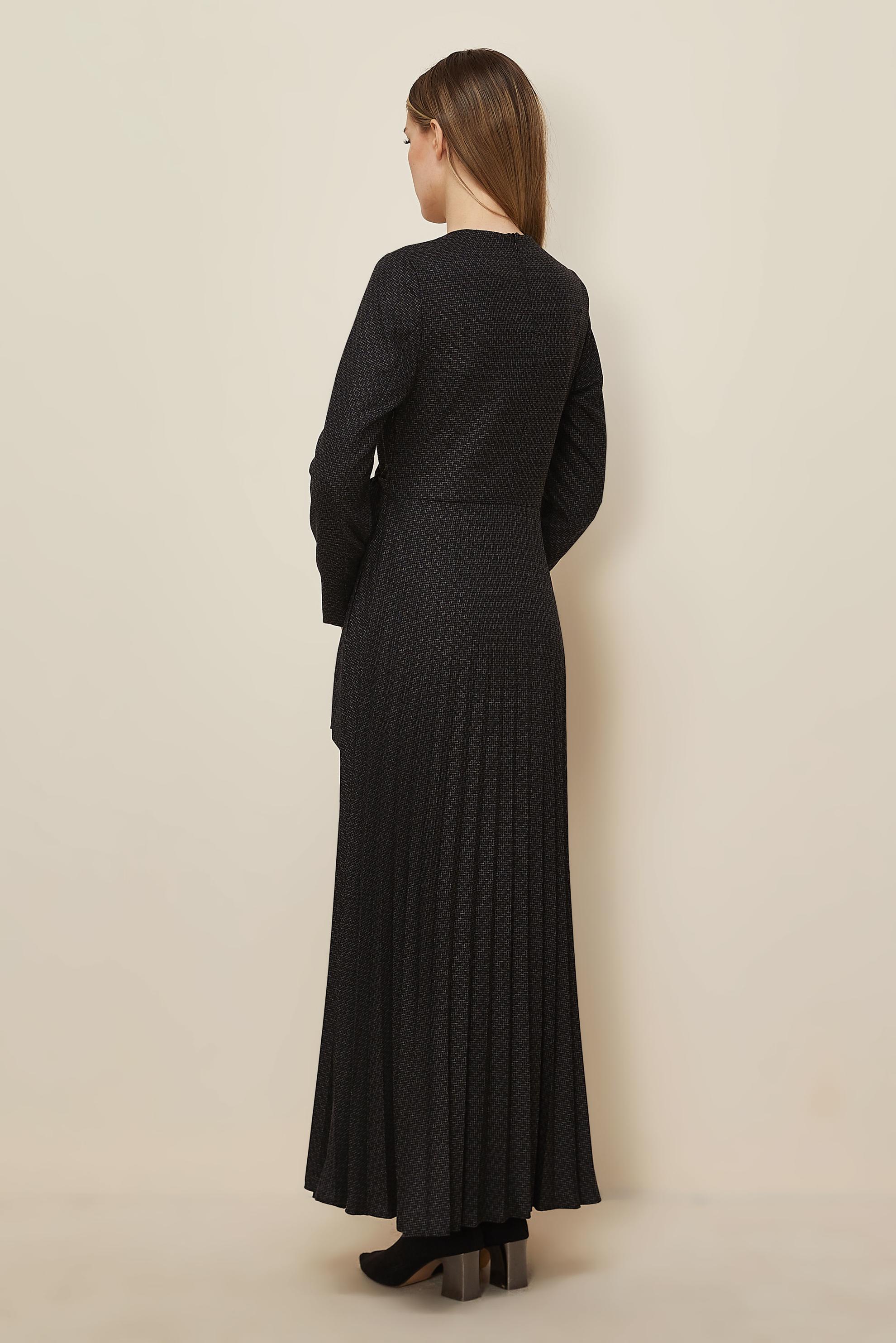 Tesettür giyim SİYAH BAĞLAMA DETAYLI ELBİSE 46225