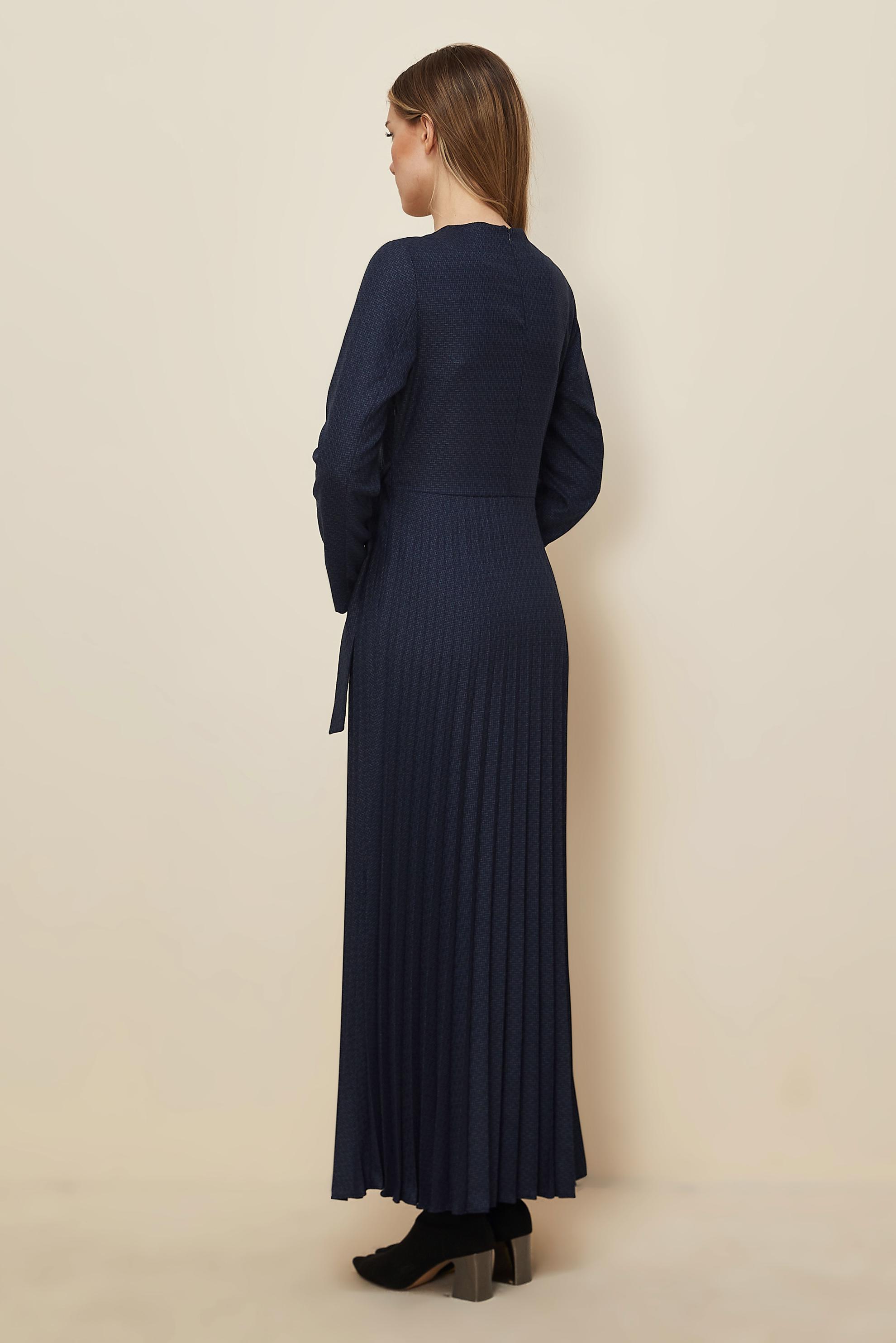 Tesettür giyim LACİVERT BAĞLAMA DETAYLI ELBİSE 46225